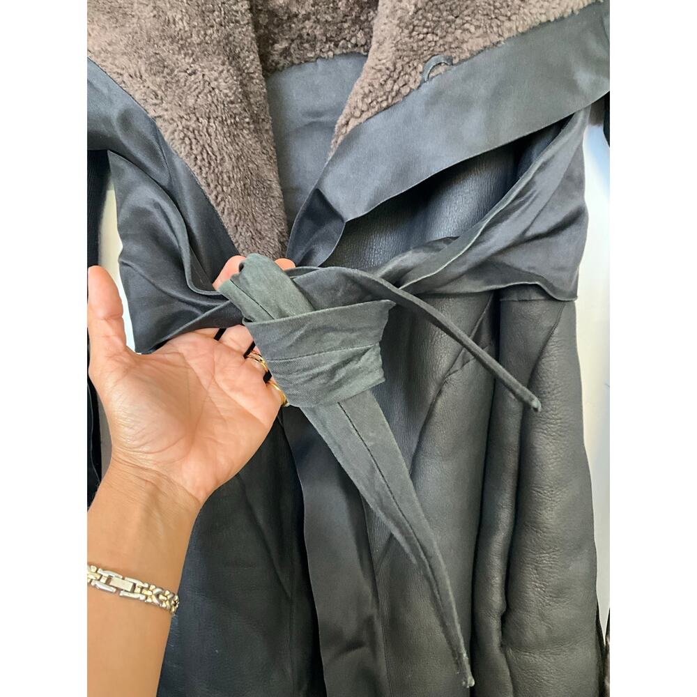 Rick Owens Archival 2010 Leather Shearling Wrap Coat - Picture 5 of 13
